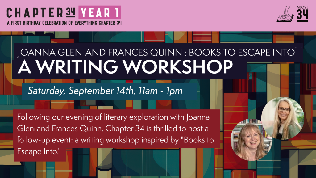 A Writing Workshop - Books to Escape Into with Joanna Glen and Frances Quinn - YEAR 1 EVENT!